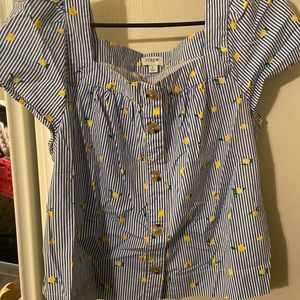 Blue and white stripes with lemons blouse!
